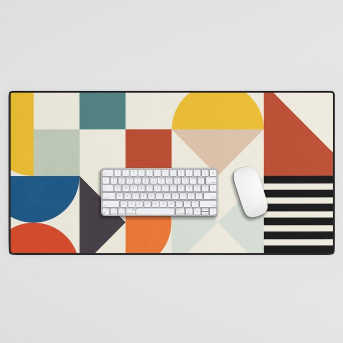 mid century retro shapes geometric Desk Mat Gallery Image 1