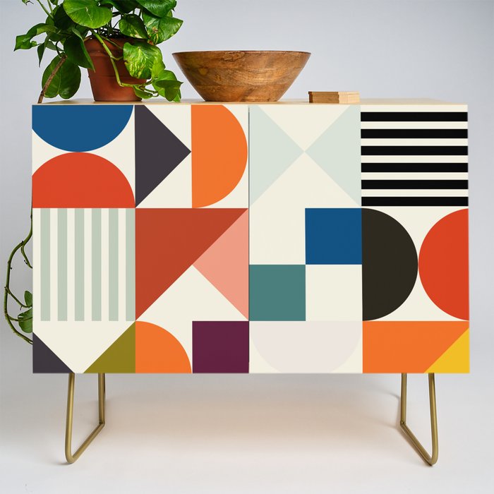 mid century retro shapes geometric Credenza Gallery Image 1