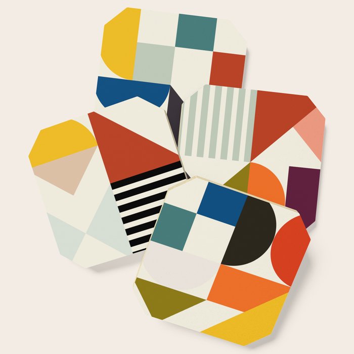 mid century retro shapes geometric Coaster Gallery Image 1