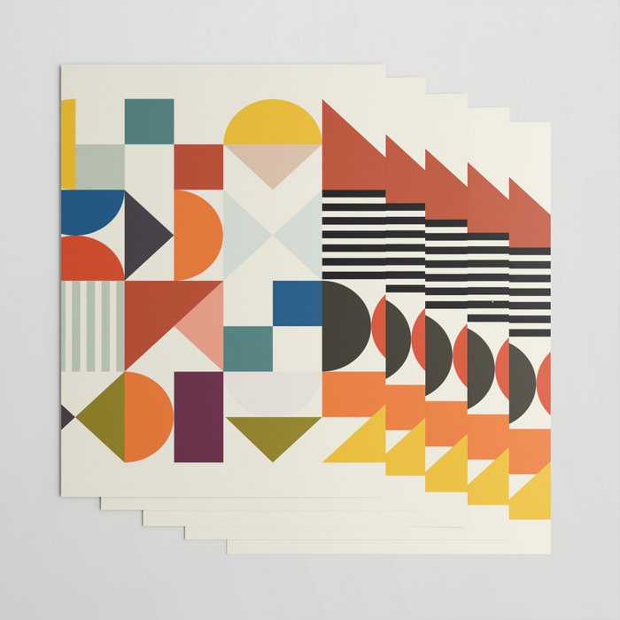 mid century retro shapes geometric Wrapping Paper Gallery Image 3
