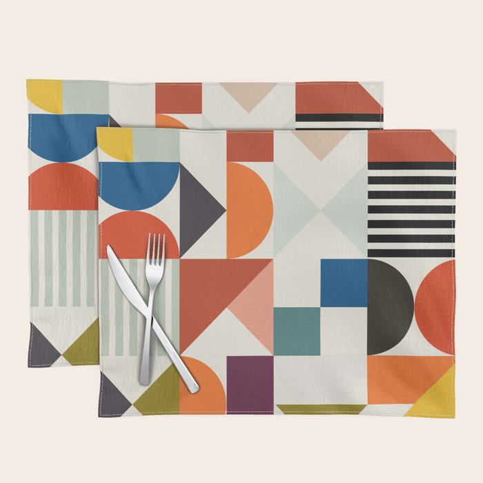 mid century retro shapes geometric Placemat Gallery Image 1