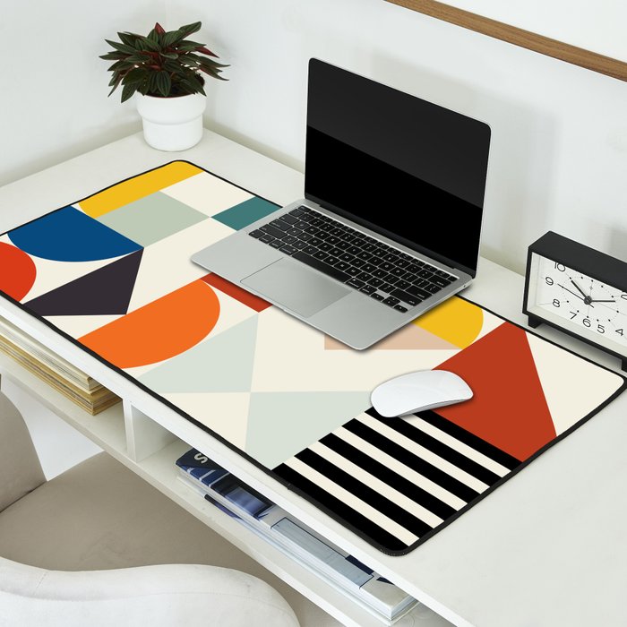 mid century retro shapes geometric Desk Mat Gallery Image 2