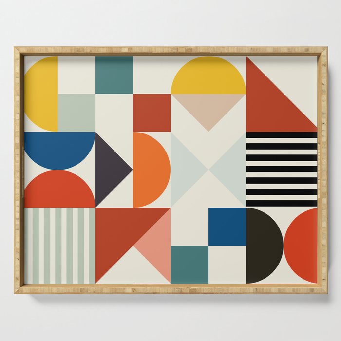mid century retro shapes geometric Serving Tray Gallery Image 1
