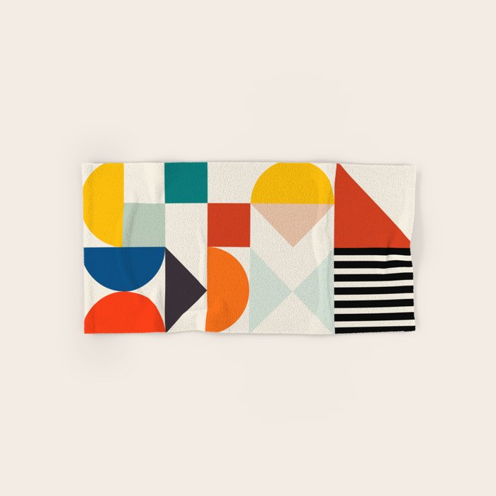 mid century retro shapes geometric Bath Towel Gallery Image 1