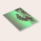 Kawase Hasui Vintage Japanese Woodblock Print Glowing Green Neon Sky Over A Zen Garden Shrine Notebook Gallery Image 3