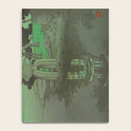 Kawase Hasui Vintage Japanese Woodblock Print Glowing Green Neon Sky Over A Zen Garden Shrine Notebook Gallery Image 4