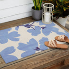 Light Blue Flowers Outdoor Rug Gallery Image 2