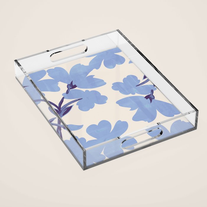 Light Blue Flowers Acrylic Tray Gallery Image 1