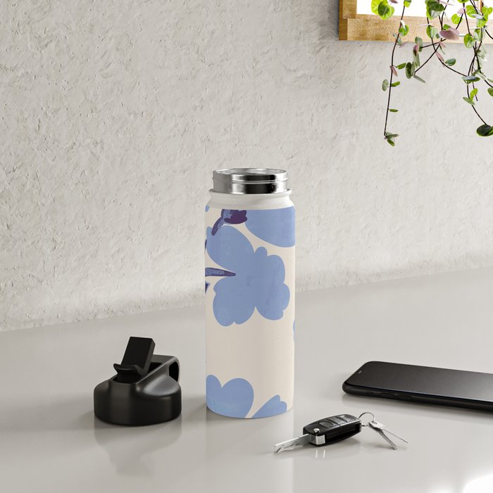 Light Blue Flowers Water Bottle Gallery Image 4