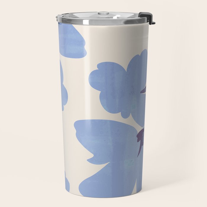 Light Blue Flowers Travel Mug Gallery Image 2