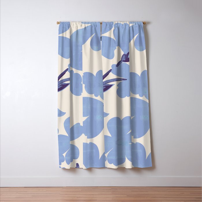 Light Blue Flowers Window Curtain Gallery Image 3