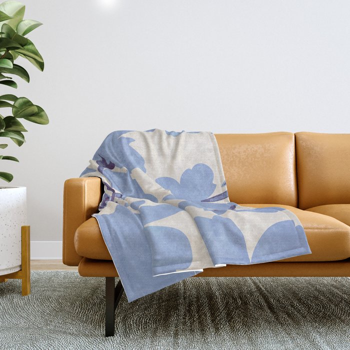 Light Blue Flowers Throw Blanket Gallery Image 1
