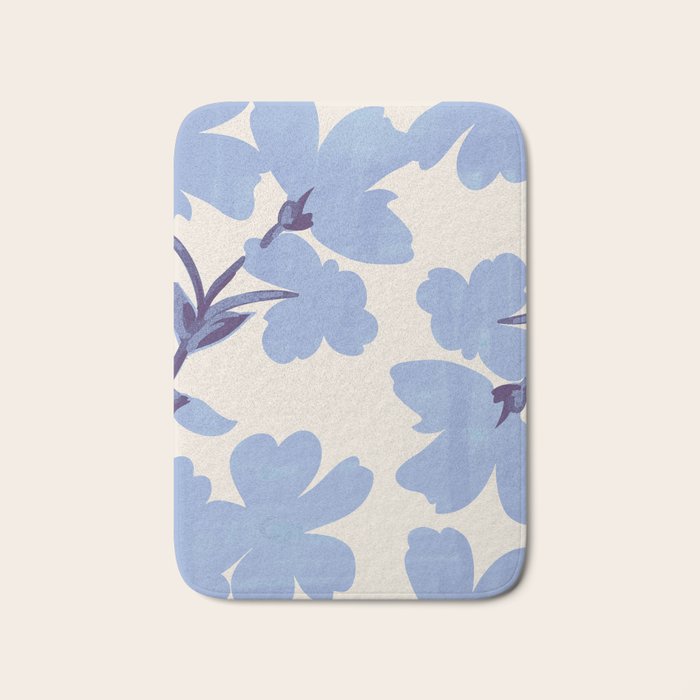 Light Blue Flowers Bath Mat Gallery Image 1