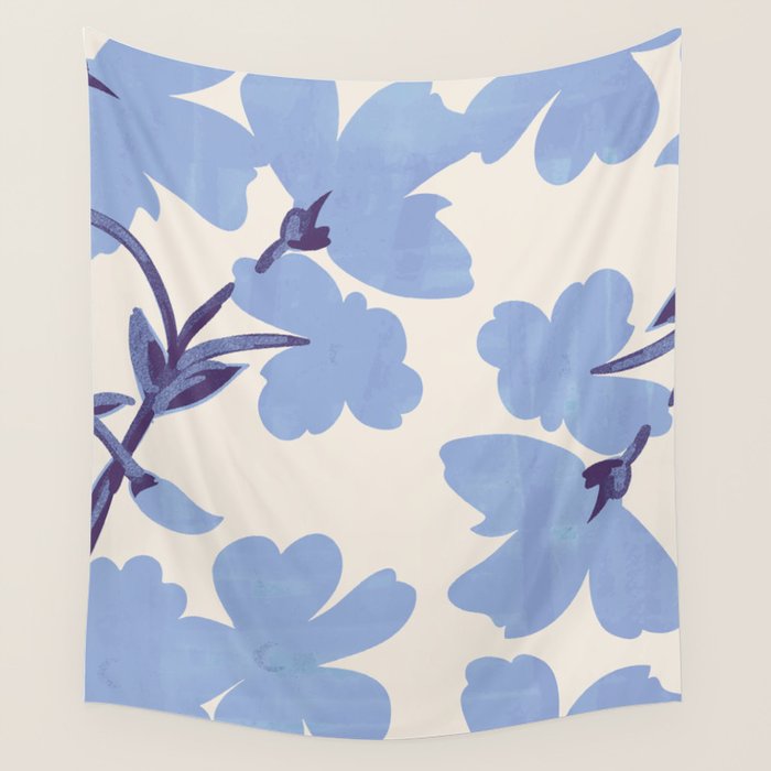 Light Blue Flowers Wall Tapestry Gallery Image 4