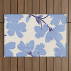 Light Blue Flowers Outdoor Rug Gallery Image 1