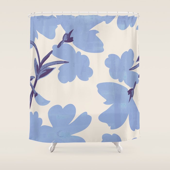 Light Blue Flowers Shower Curtain Gallery Image 1