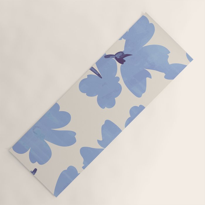 Light Blue Flowers Yoga Mat Gallery Image 1