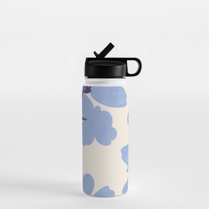 Light Blue Flowers Water Bottle Gallery Image 1