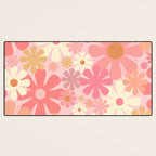 Pink Retro Flowers 60s 70s Floral Pattern in Blush Desk Mat Gallery Image 3