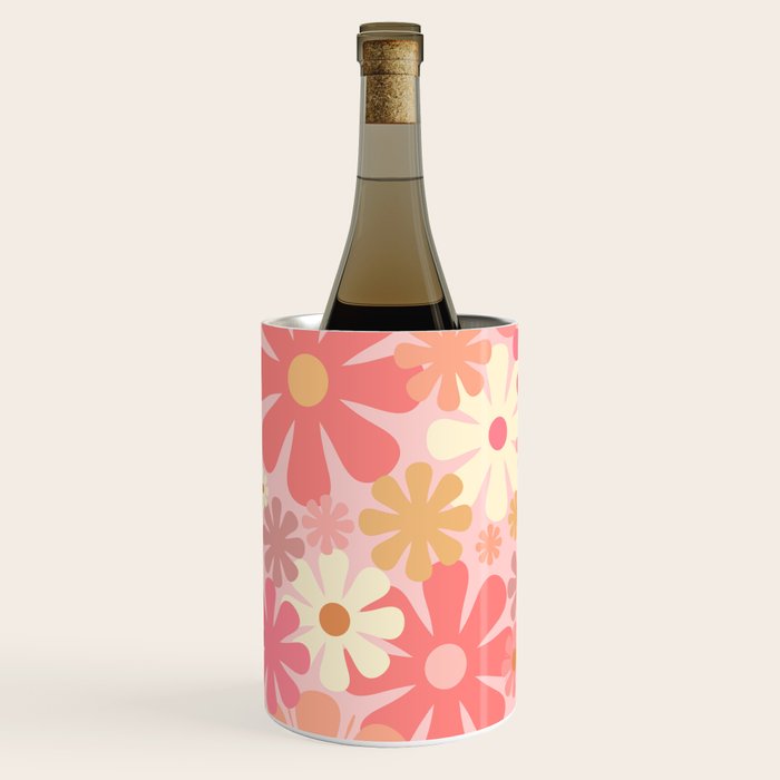 Pink Retro Flowers 60s 70s Floral Pattern in Blush Wine Chiller Gallery Image 2