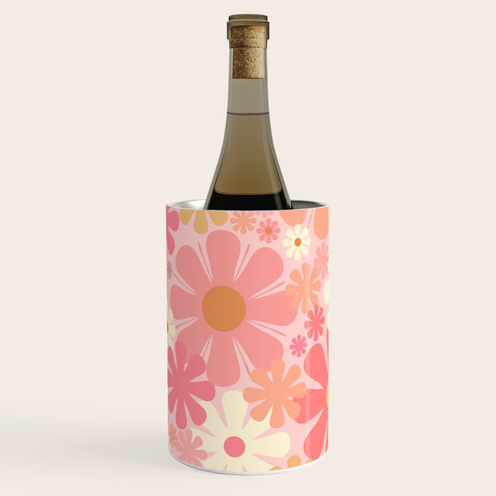 Pink Retro Flowers 60s 70s Floral Pattern in Blush Wine Chiller Gallery Image 3