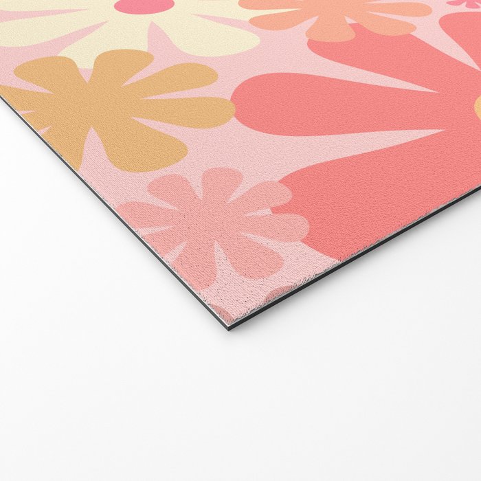 Pink Retro Flowers 60s 70s Floral Pattern in Blush Welcome Mat Gallery Image 2