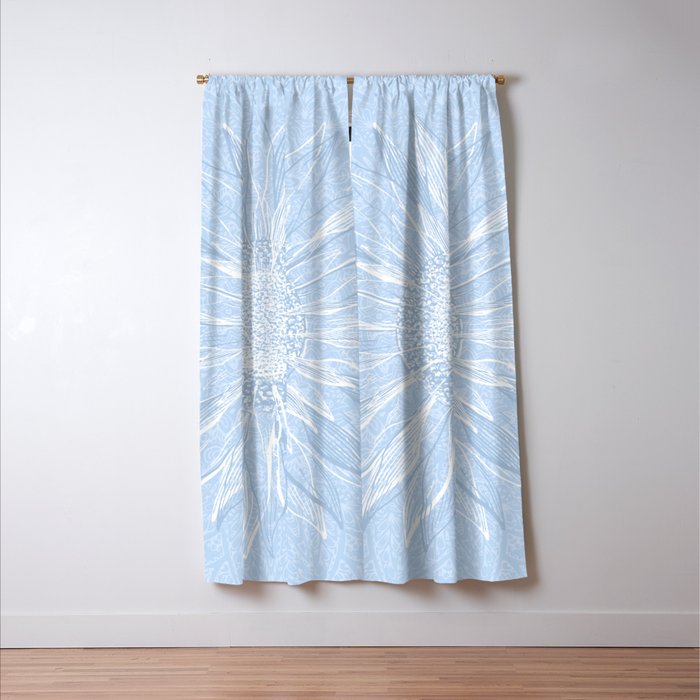 Festive, Winter, Mandala, Snowflake, Sky Blue Window Curtain Gallery Image 3