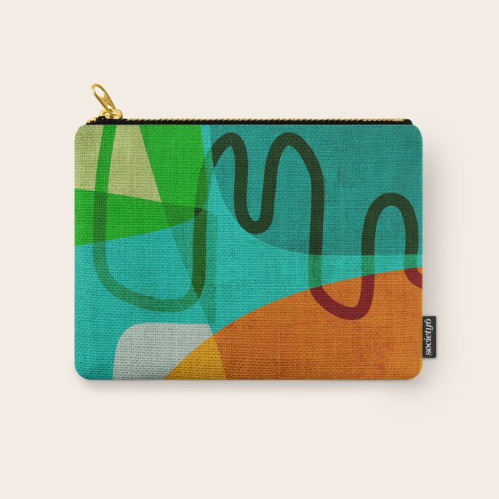 Abstract Modern Turquoise Orange Carry All Pouch Gallery Image 1