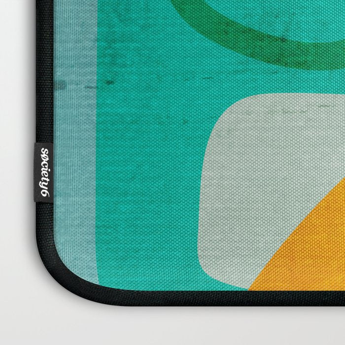 Abstract Modern Turquoise Orange Laptop Sleeve Gallery Image 3