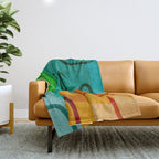 Abstract Modern Turquoise Orange Throw Blanket Gallery Image 1