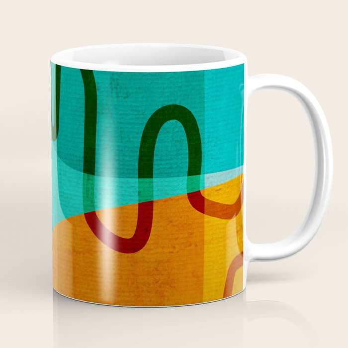 Abstract Modern Turquoise Orange Coffee Mug Gallery Image 1