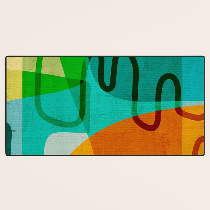 Abstract Modern Turquoise Orange Desk Mat Gallery Image 3