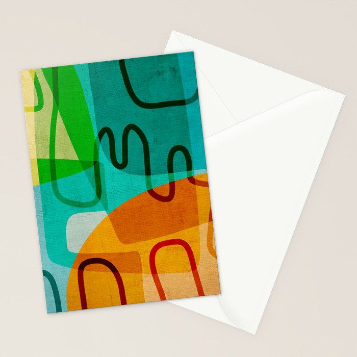Abstract Modern Turquoise Orange Stationery Card Gallery Image 2
