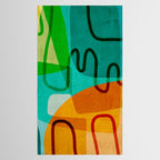 Abstract Modern Turquoise Orange Tablecloth Gallery Image 2