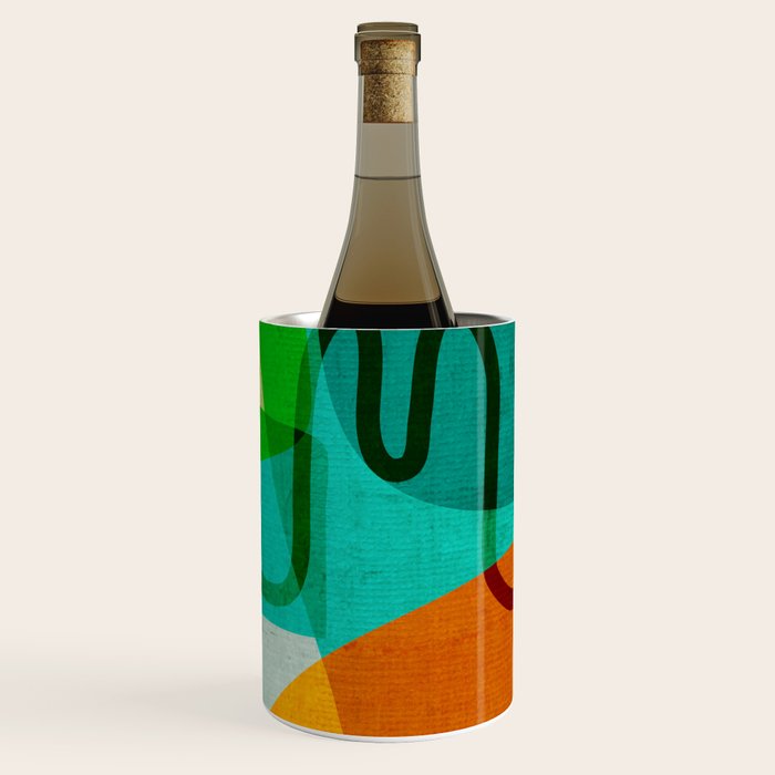 Abstract Modern Turquoise Orange Wine Chiller Gallery Image 1