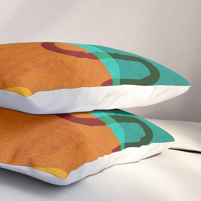 Abstract Modern Turquoise Orange Pillow Sham Gallery Image 3