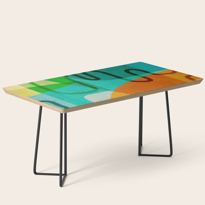 Abstract Modern Turquoise Orange Coffee Table Gallery Image 1