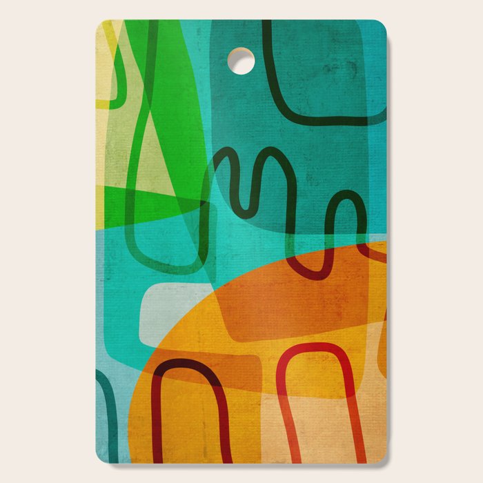 Abstract Modern Turquoise Orange Cutting Board Gallery Image 1