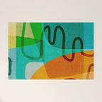 Abstract Modern Turquoise Orange Welcome Mat Gallery Image 1