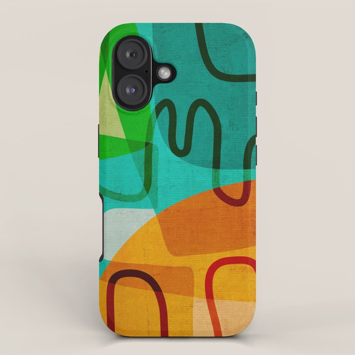 Abstract Modern Turquoise Orange iPhone Case Gallery Image 1