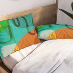 Abstract Modern Turquoise Orange Pillow Sham Gallery Image 2