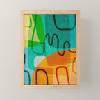 Abstract Modern Turquoise Orange Mini Art Print Gallery Image 1