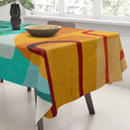 Abstract Modern Turquoise Orange Tablecloth Gallery Image 3