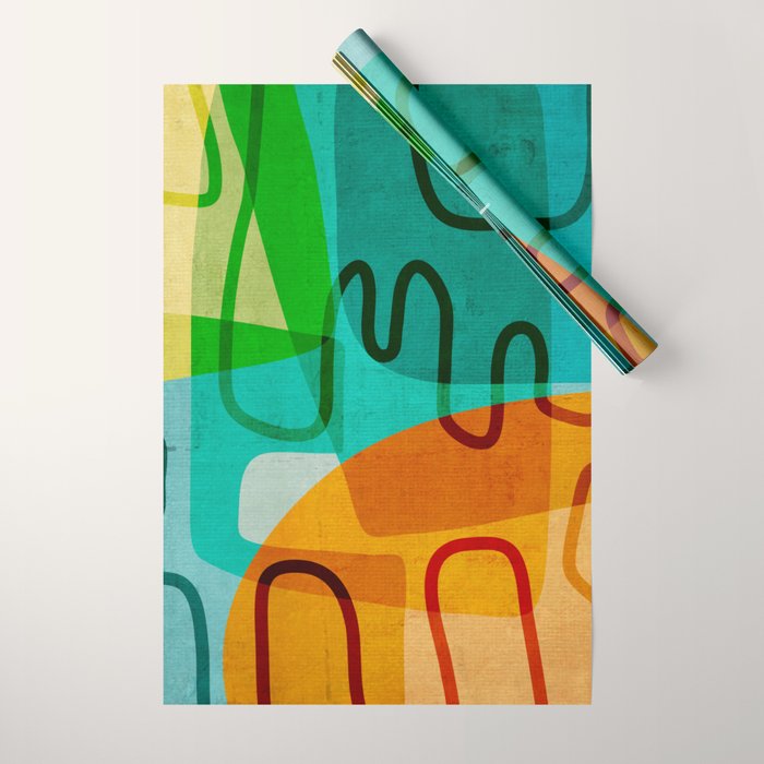 Abstract Modern Turquoise Orange Wrapping Paper Gallery Image 1