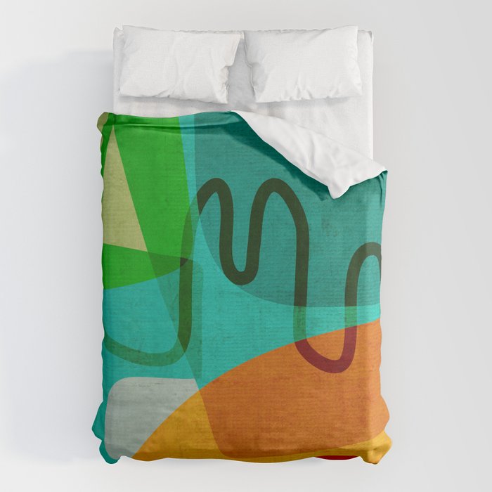 Abstract Modern Turquoise Orange Duvet Cover Gallery Image 6