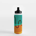 Abstract Modern Turquoise Orange Water Bottle Gallery Image 2