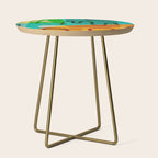 Abstract Modern Turquoise Orange Side Table Gallery Image 1