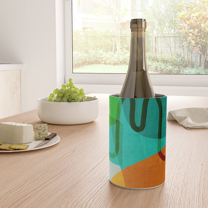 Abstract Modern Turquoise Orange Wine Chiller Gallery Image 4