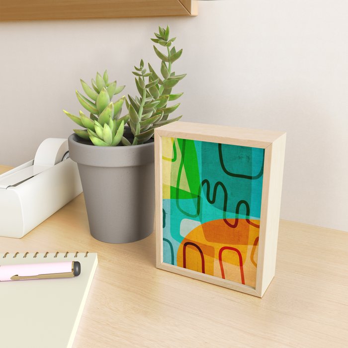 Abstract Modern Turquoise Orange Mini Art Print Gallery Image 2