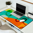 Abstract Modern Turquoise Orange Desk Mat Gallery Image 2